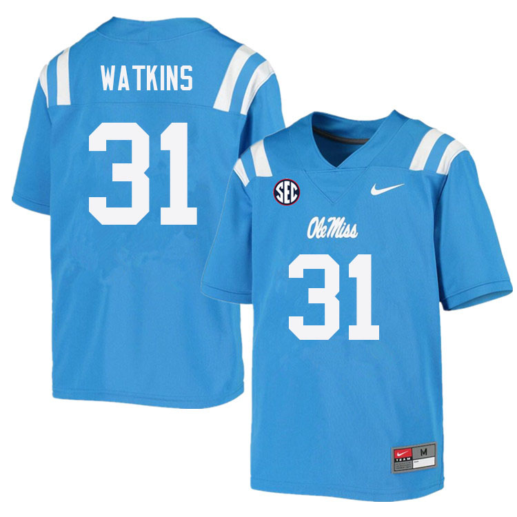 Ole Miss Rebels #31 Austin Watkins College Football Jerseys Sale-Power Blue